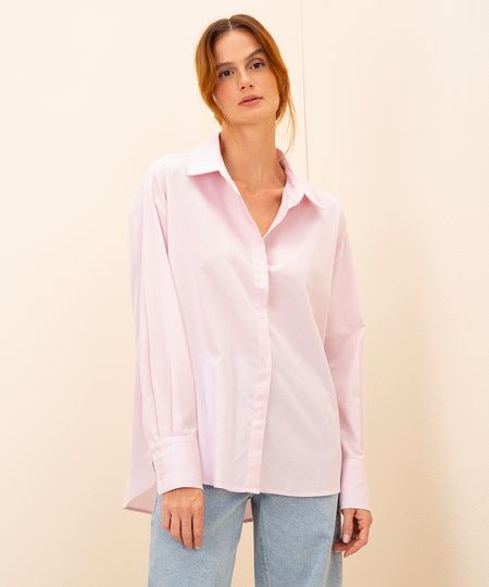camisa listrada manga longa mindset rosa PP