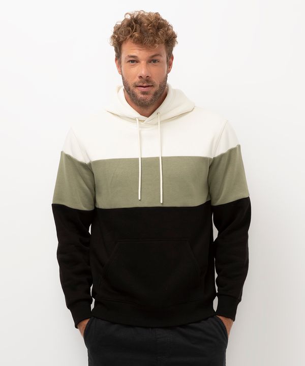 blusão de moletom tricolor com capuz verde P
