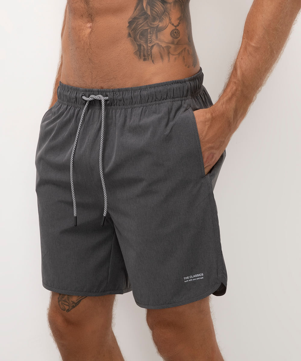 short praia com bolsos cinza