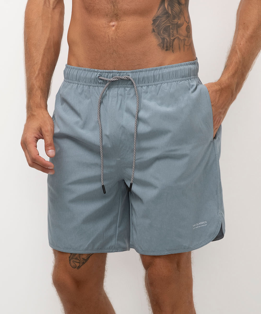 short com cós elástico azul