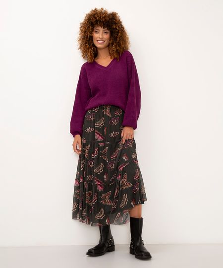 saia longa de tule com recortes borboletas verde P saia longa de tule com recortes borboletas verde P