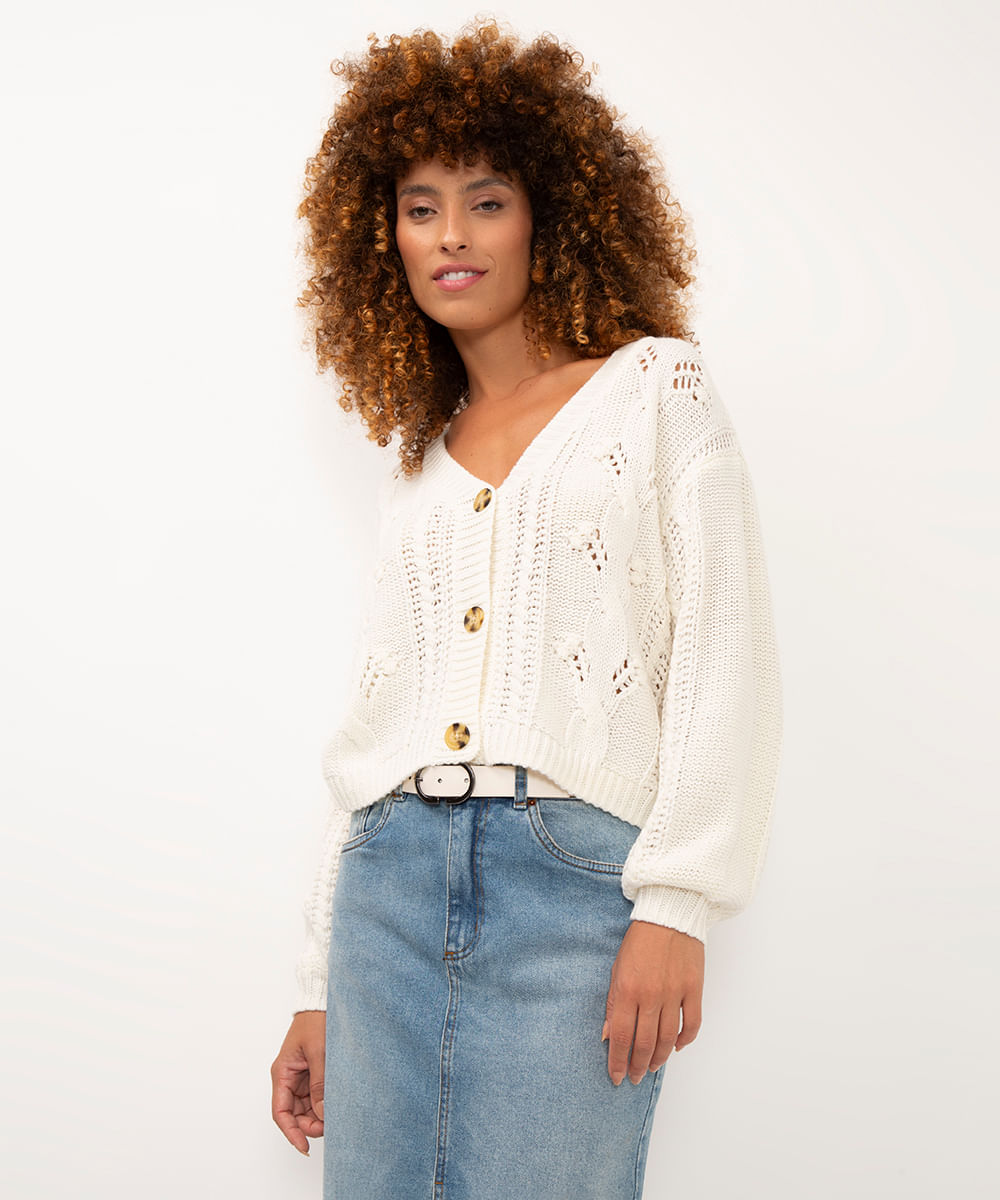 cardigan de tricot off white