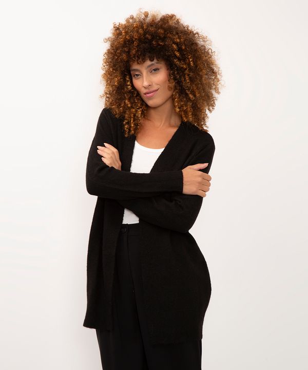 cardigan alongado de tricot preto GG