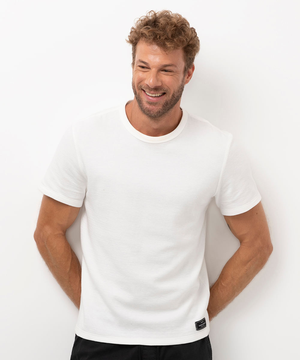 camiseta de algodão texturizada branco