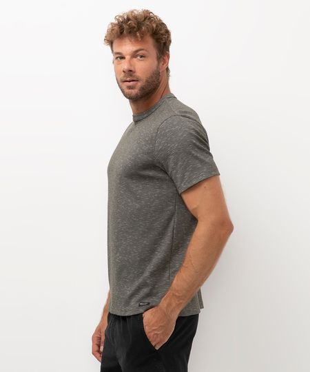 camiseta de algodão texturizada verde militar M