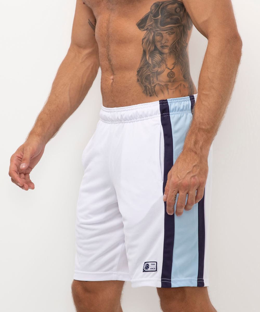 bermuda long basquete esportiva ace branco