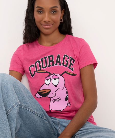 camiseta manga curta coragem o cão covarde rosa PP