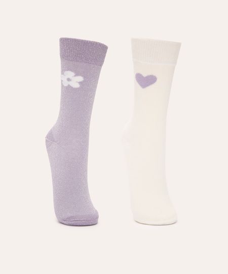 kit 2 pares de meias cano alto lurex colorido 22-25 kit 2 pares de meias cano alto lurex colorido 22-25