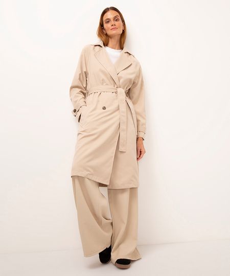 casaco trench coat com bolso bege PP