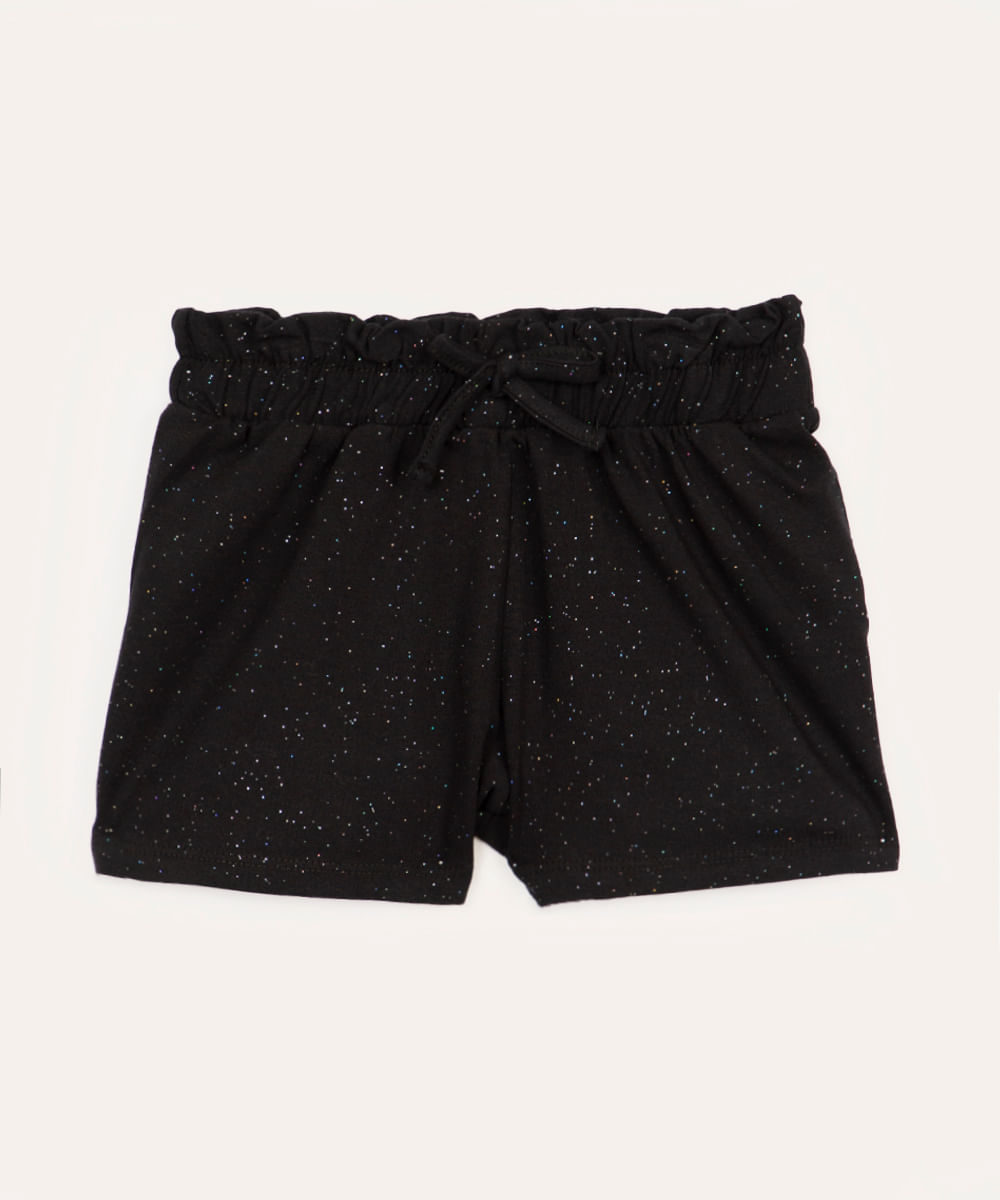 short infantil clochard glitter preto