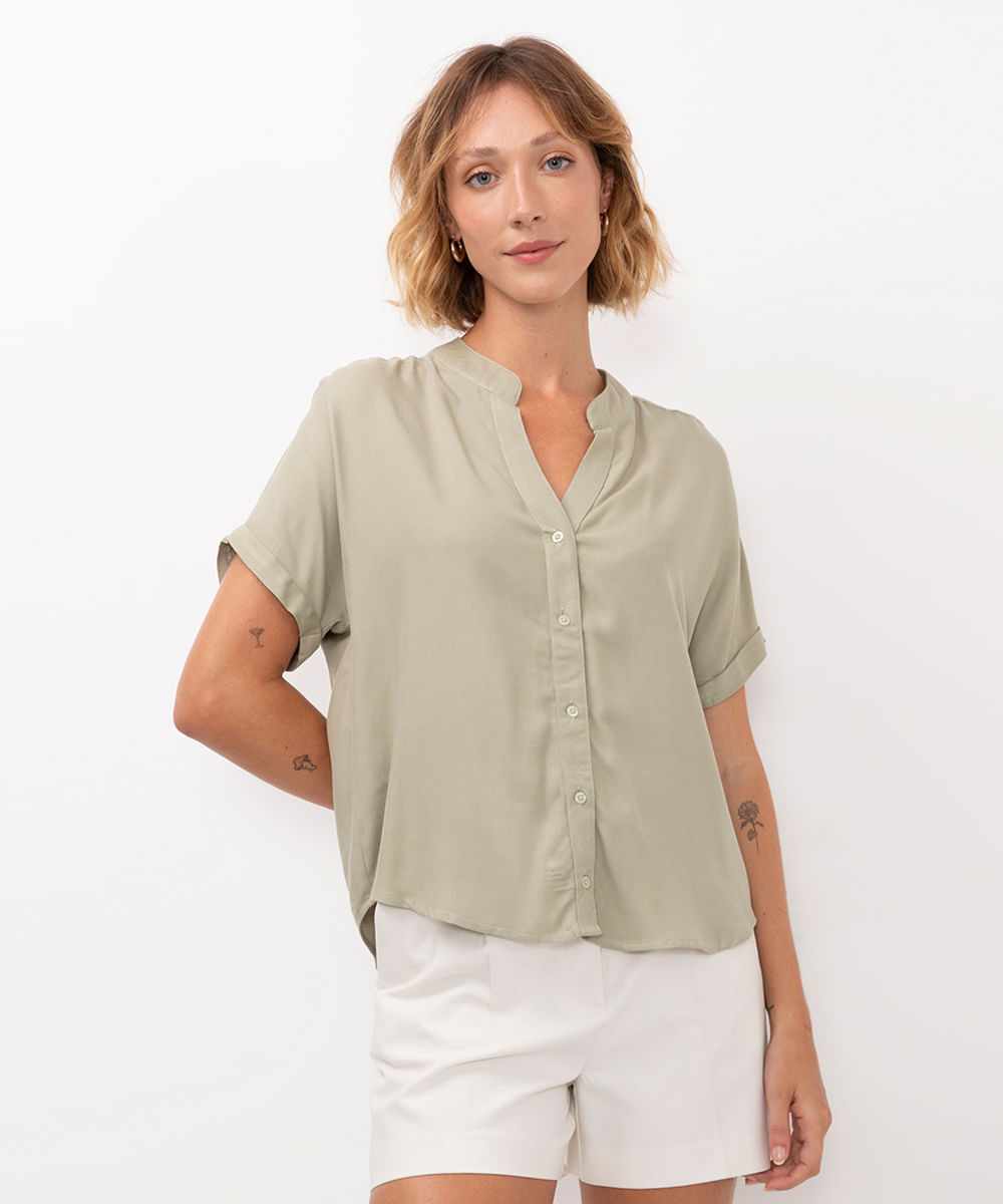 camisa de viscose sem cava verde