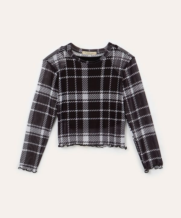 blusa infantil de tule xadrez preto 12