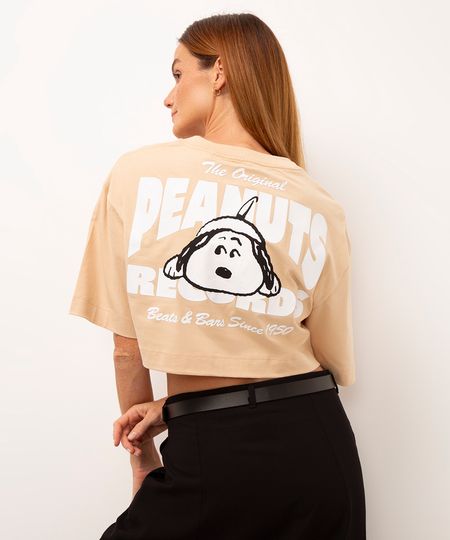 cropped de algodão snoopy bege PP