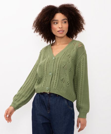 cardigan de tricot verde M