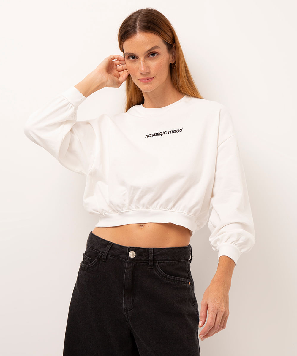 cropped de moletom nostalgic mood off white