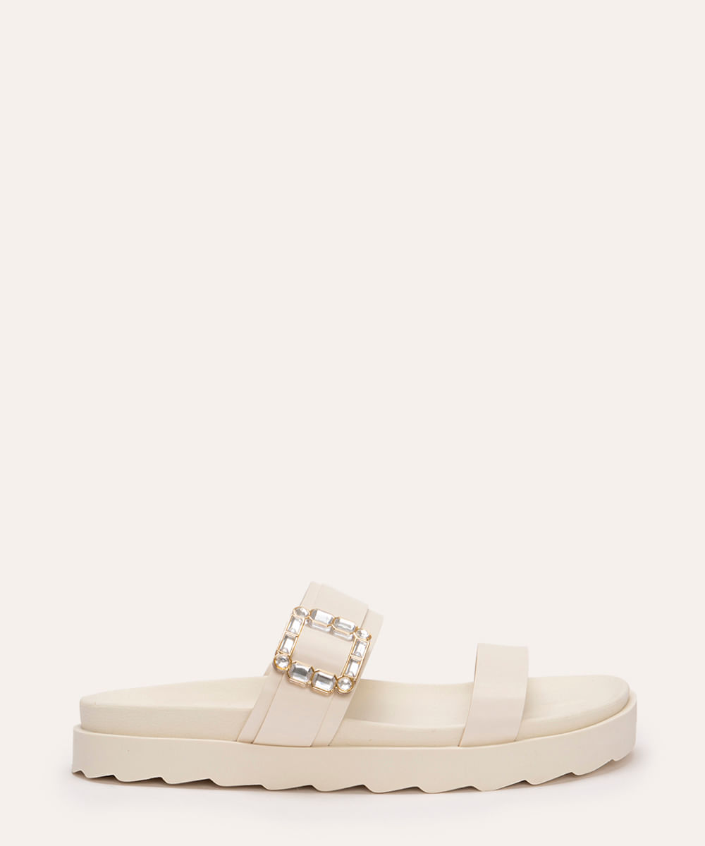 sandália flatform fivela pedraria oneself off white