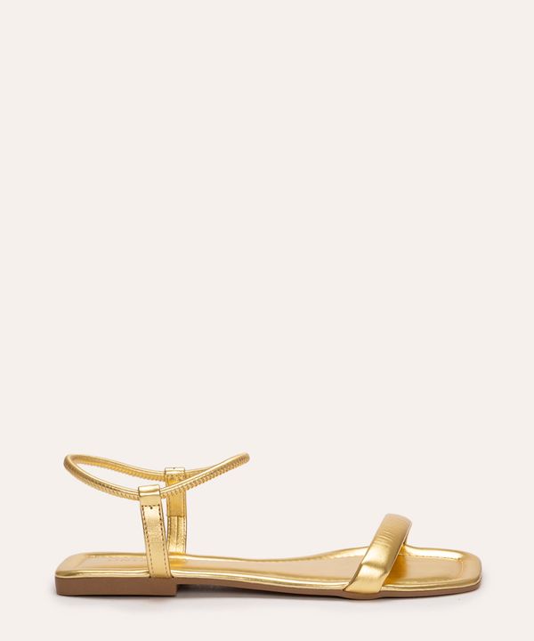 rasteirinha metalizada bico quadrado oneself dourado 36