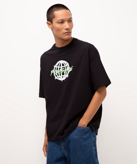camiseta de algodão manga curta pleasure preto P
