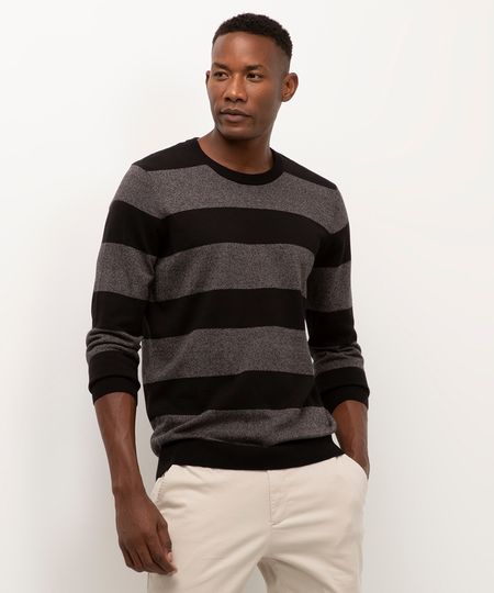 suéter comfort de tricot listrado preto P