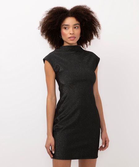 vestido curto com brilho preto PP