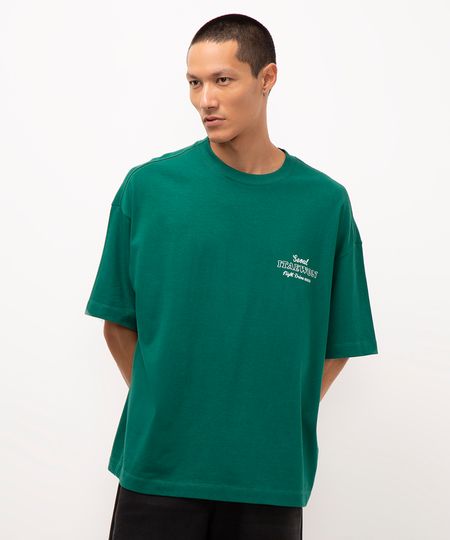 camiseta oversized de algodão seoul itaewon verde P