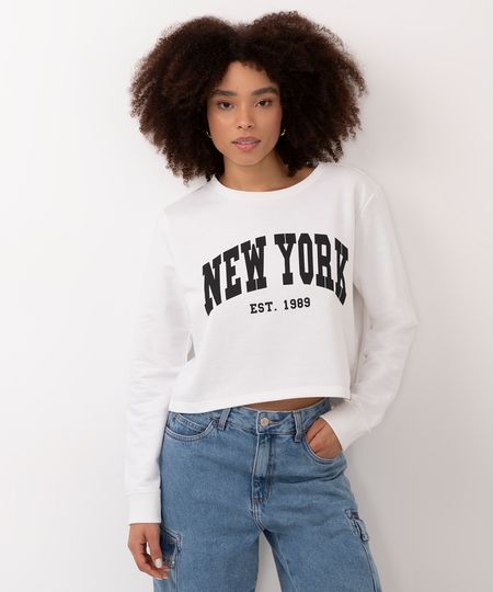 blusão de moletom new york off white PP blusão de moletom new york off white PP