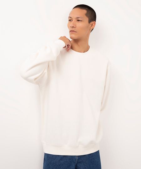 blusão de moletom oversized branco PP