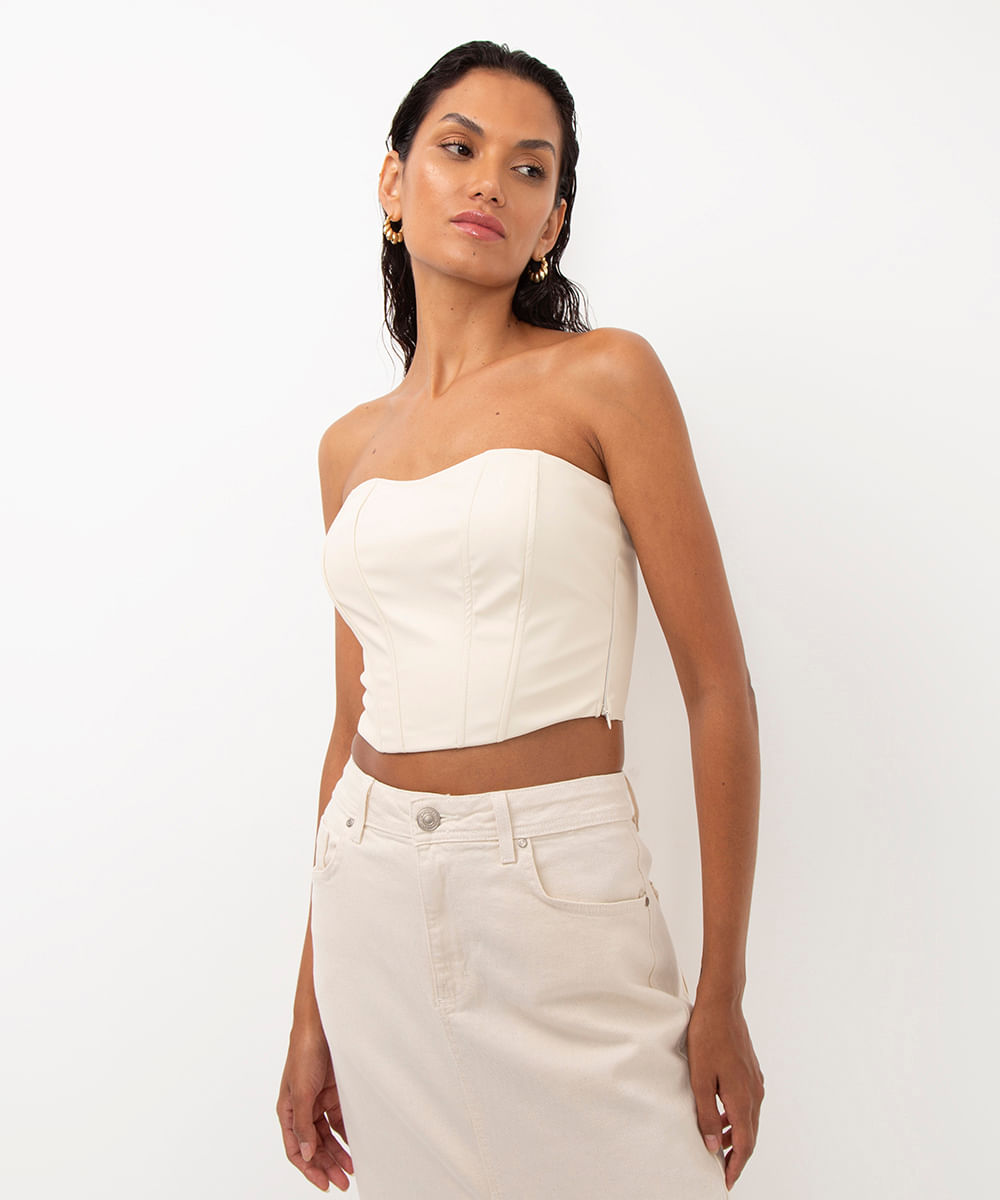 cropped corset de pu off white