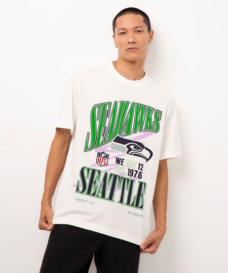 camiseta de algodão manga curta nfl seahawks off white G