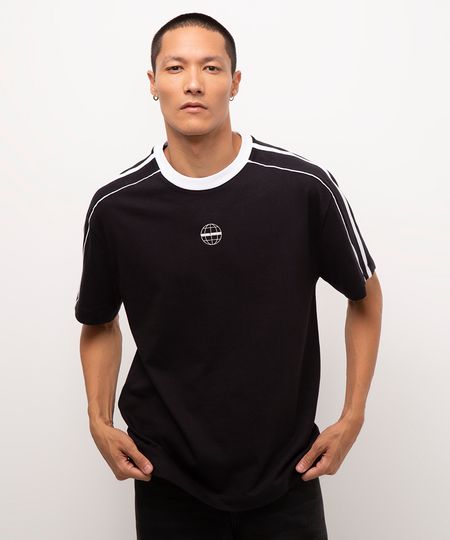 camiseta de algodão manga curta worldwide preto M camiseta de algodão manga curta worldwide preto M