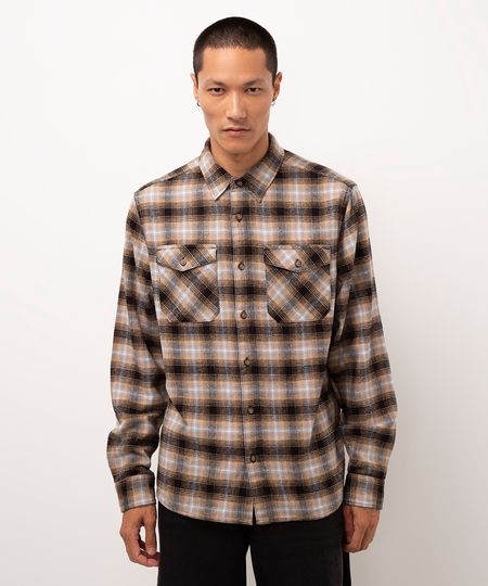 camisa flanelada xadrez cinza PP