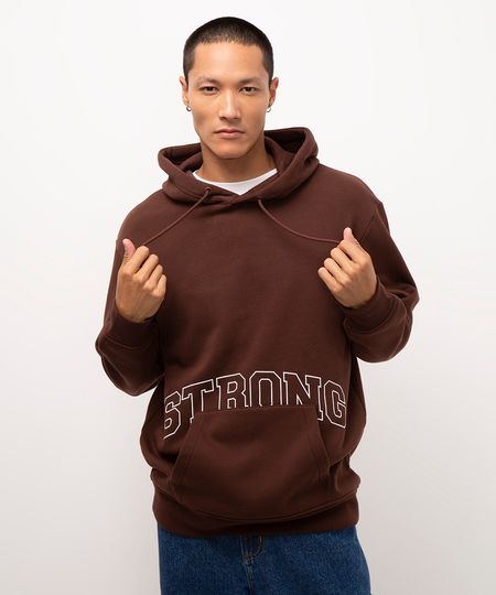 blusão de moletom com capuz strong marrom P