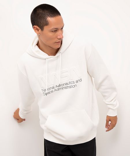 blusão de moletom com capuz nasa off white G