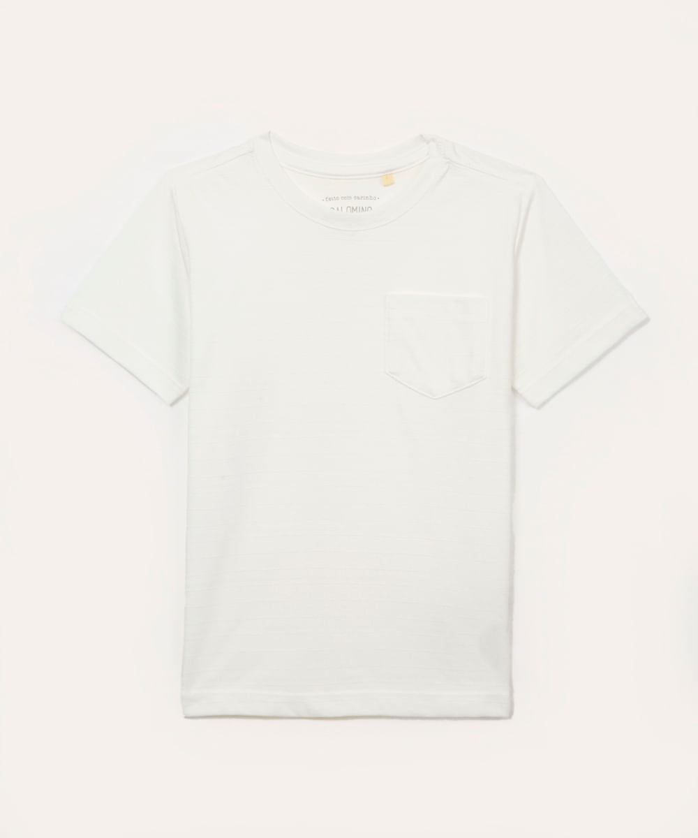 camiseta de algodão infantil com bolso off white