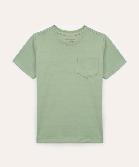 camiseta de algodão infantil com bolso verde 8