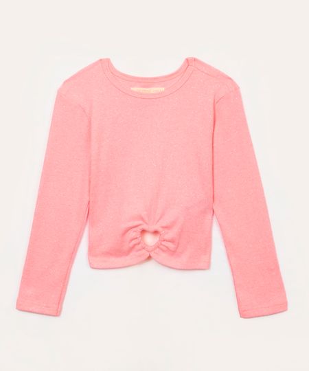 blusa de algodão infantil com brilho pink 8