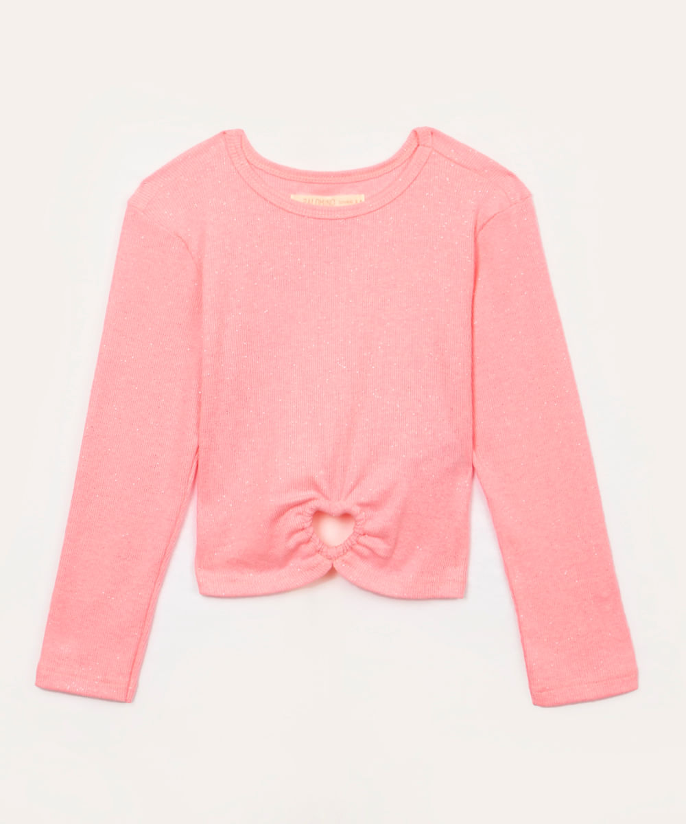 blusa de algodão infantil com brilho pink