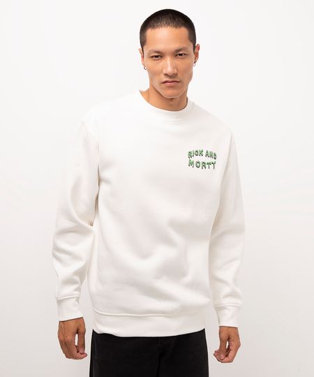 blusão de moletom rick and morty off white P blusão de moletom rick and morty off white P