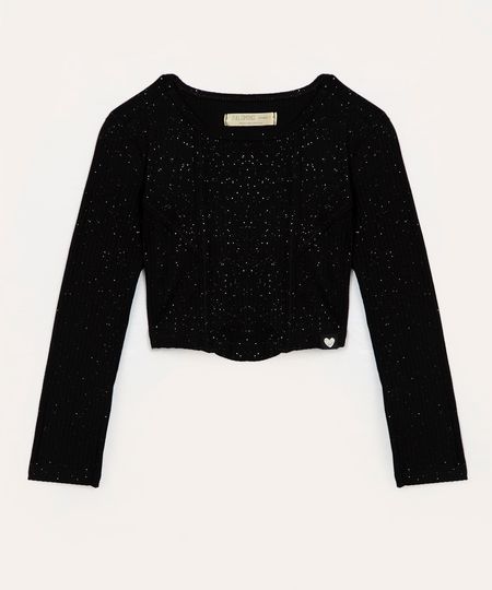 cropped de viscose infantil com brilho preto 4 cropped de viscose infantil com brilho preto 4