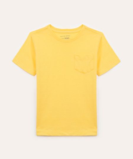 camiseta de algodão infantil com bolso amarelo 4