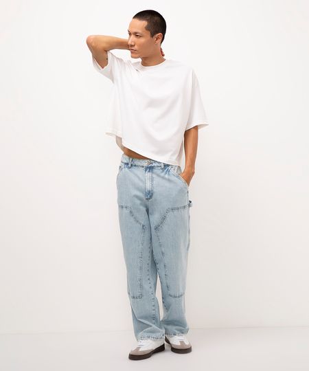 calça jeans baggy carpinteiro azul claro 40