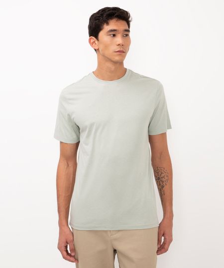 camiseta de algodão básica manga curta - verde G