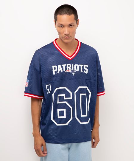 camiseta oversized de mesh nfl patriots azul marinho P camiseta oversized de mesh nfl patriots azul marinho P