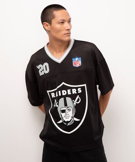 camiseta oversized nfl raiders mesh preto PP