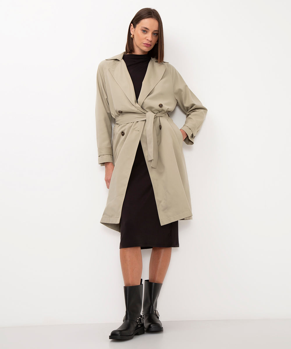 casaco trench coat com bolso verde