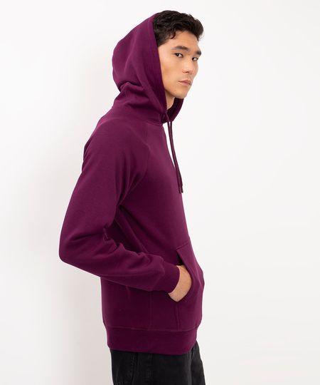 blusão de moletom bolso canguru com capuz roxo G