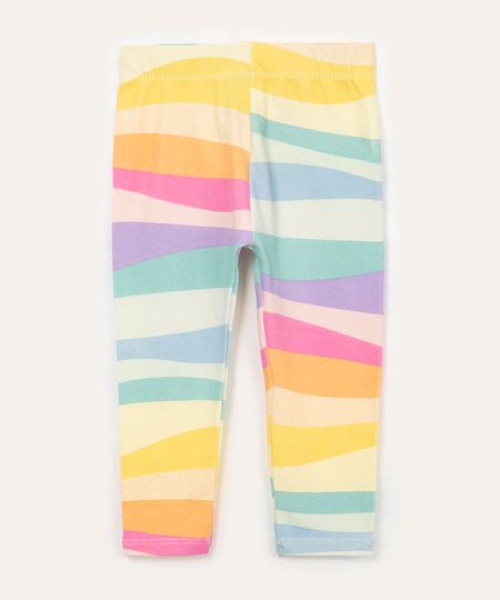 calça legging de algodão infantil listrada colorida 1