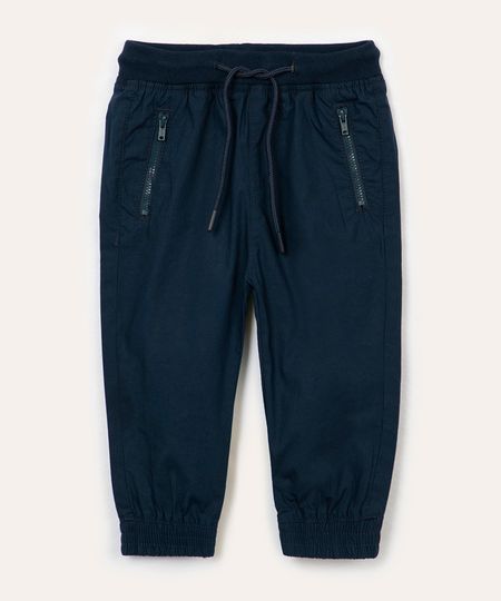 calça jogger de sarja infantil - azul marinho 3