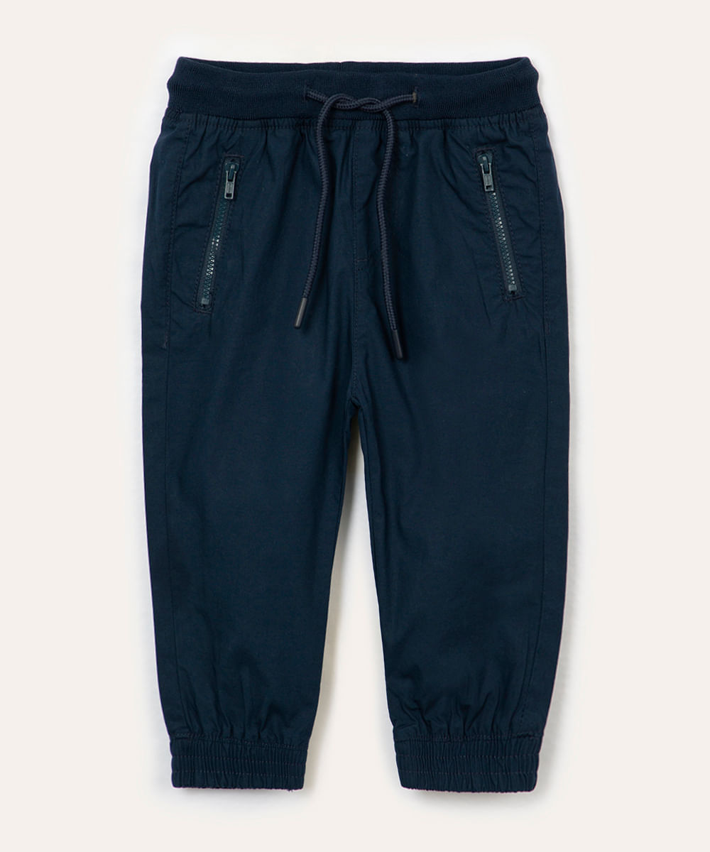 calça jogger de sarja infantil azul marinho