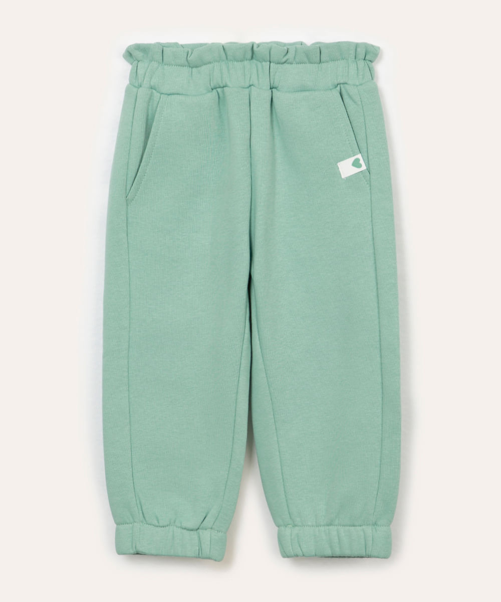 calça clochard de moletom infantil verde